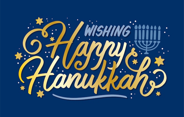 Vector hanukkah lettering concept