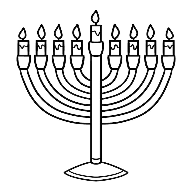 Hanukkah Menorah Isolated Coloring Page for Kids