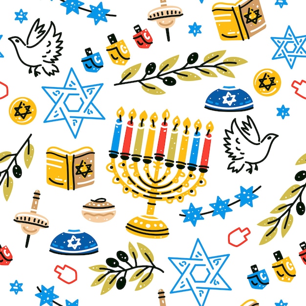 Hanukkah seamless pattern jewish holiday background
