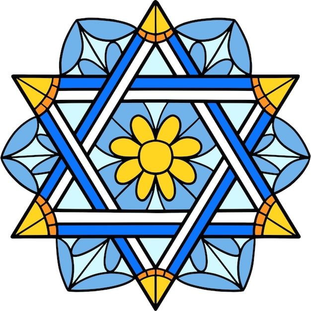 Vector hanukkah star of david cartoon colored clipart