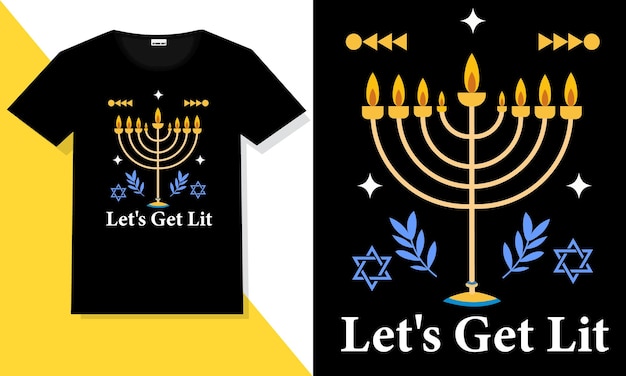 Hanukkah t shirt vector. flat design hanukkah concept