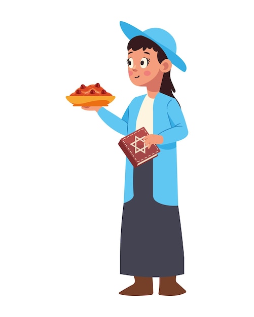 hanukkah woman with sufganiyot