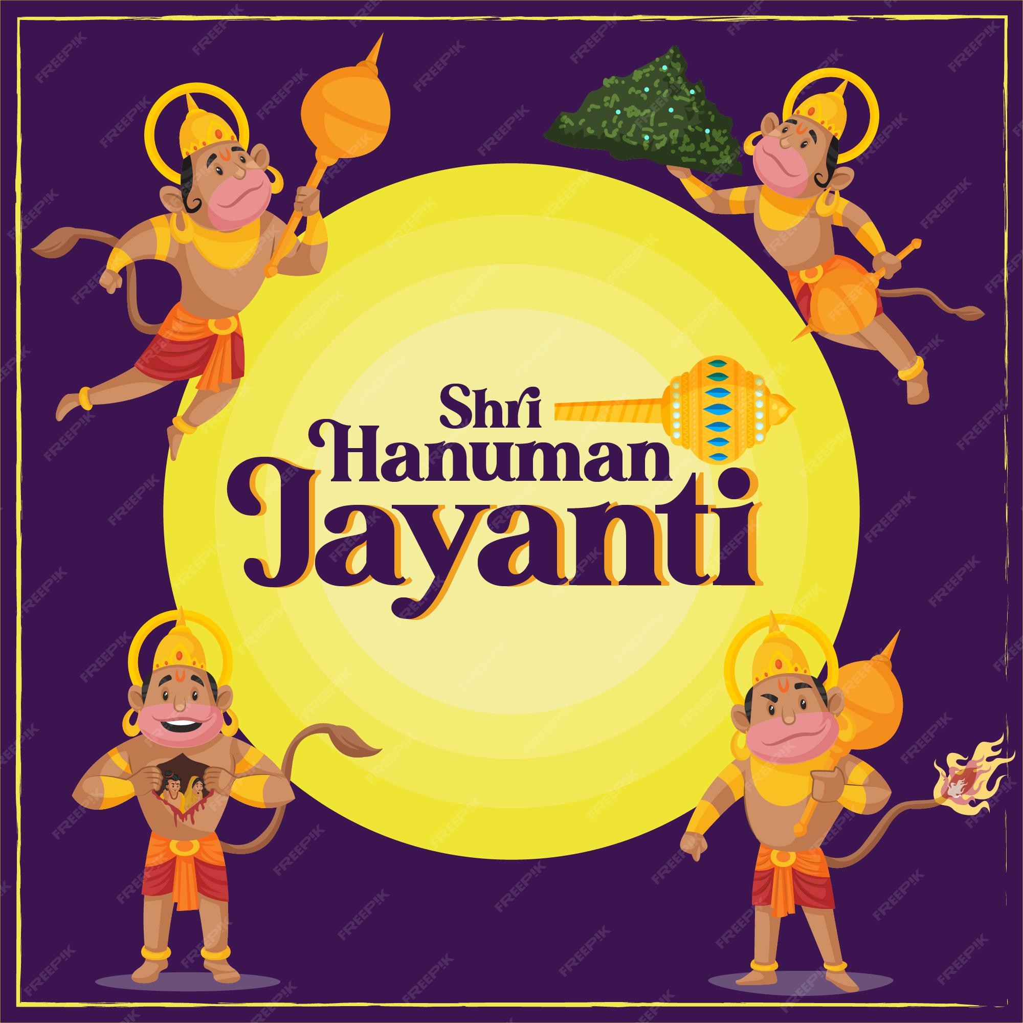 Premium Vector | Hanuman jayanti greetings with illustration of lord hanuman illustrations Premium Vector | Hanuman jayanti greetings with illustration of lord hanuman illustrations