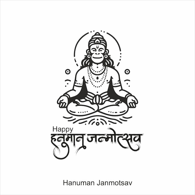 Hanuman with hindi text meaning hanuman janmotsav celebration background for religious