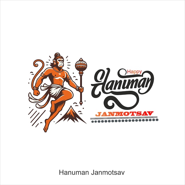 Hanuman with Hindi text meaning Hanuman Jayanti Janmotsav celebration background for religious holid