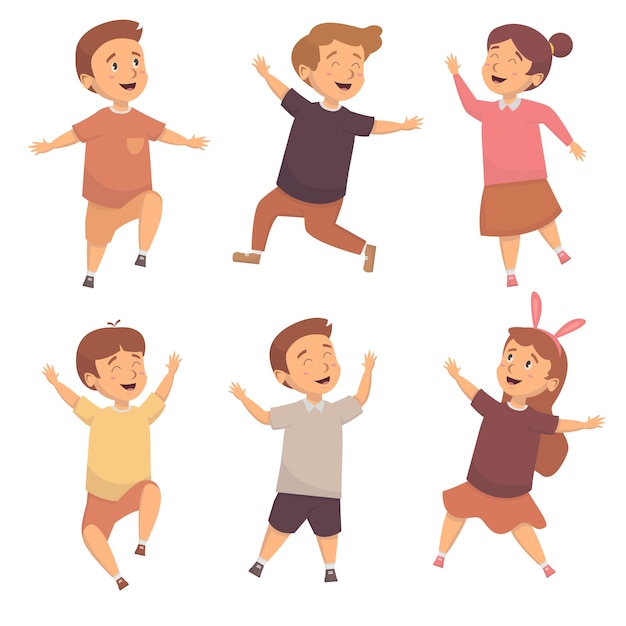 Happines cute kids jump concept illustration