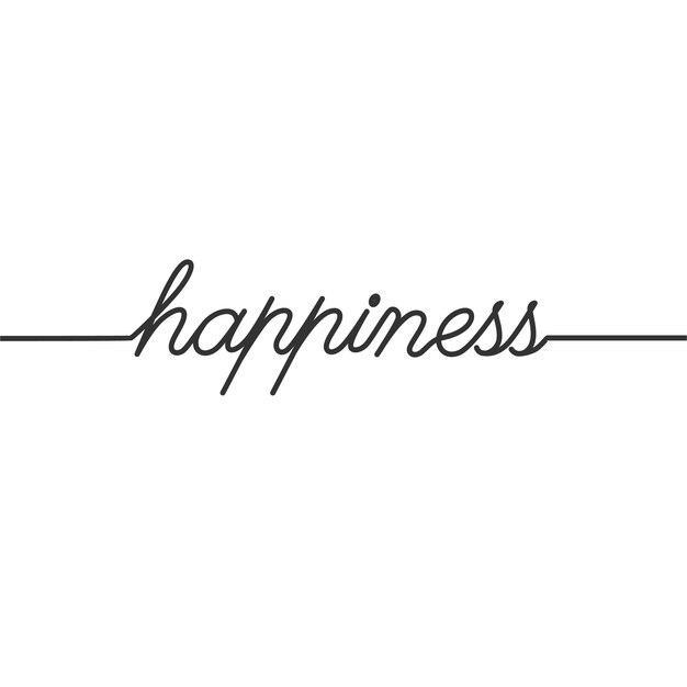 Happiness Continuous line drawing typography lettering minimalist design One line drawing