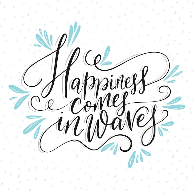 Vector happiness cpmes in waves vector lettering card