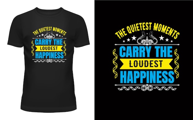 Vector happiness typography t shirt design vector illustration motivational typography print
