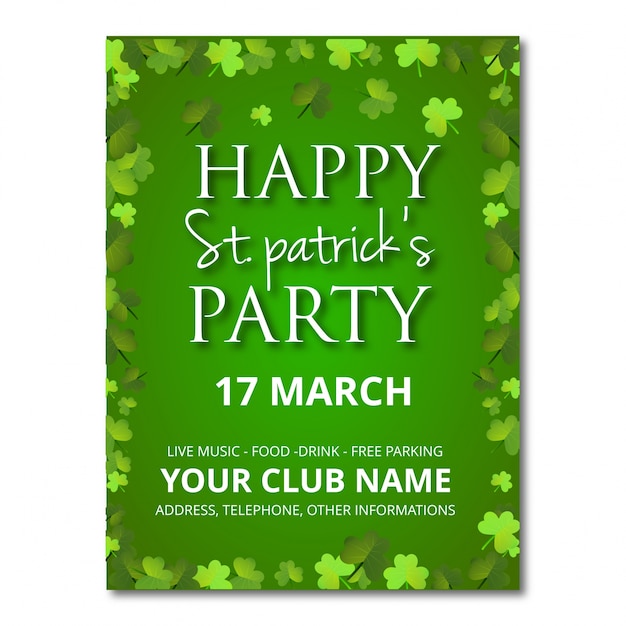 Scheda dell'invito di happpy st patrick con priorità bassa verde del reticolo