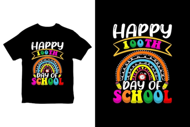 벡터 happy 100 days of school, school 100th day, back to school 티셔츠