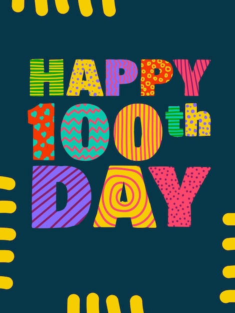 ベクトル ハッピー100日韓国の100歳の誕生日のお祝いのお祝いのレタリング