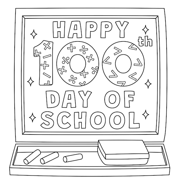 子供のための学校ぬりえページの幸せな100日