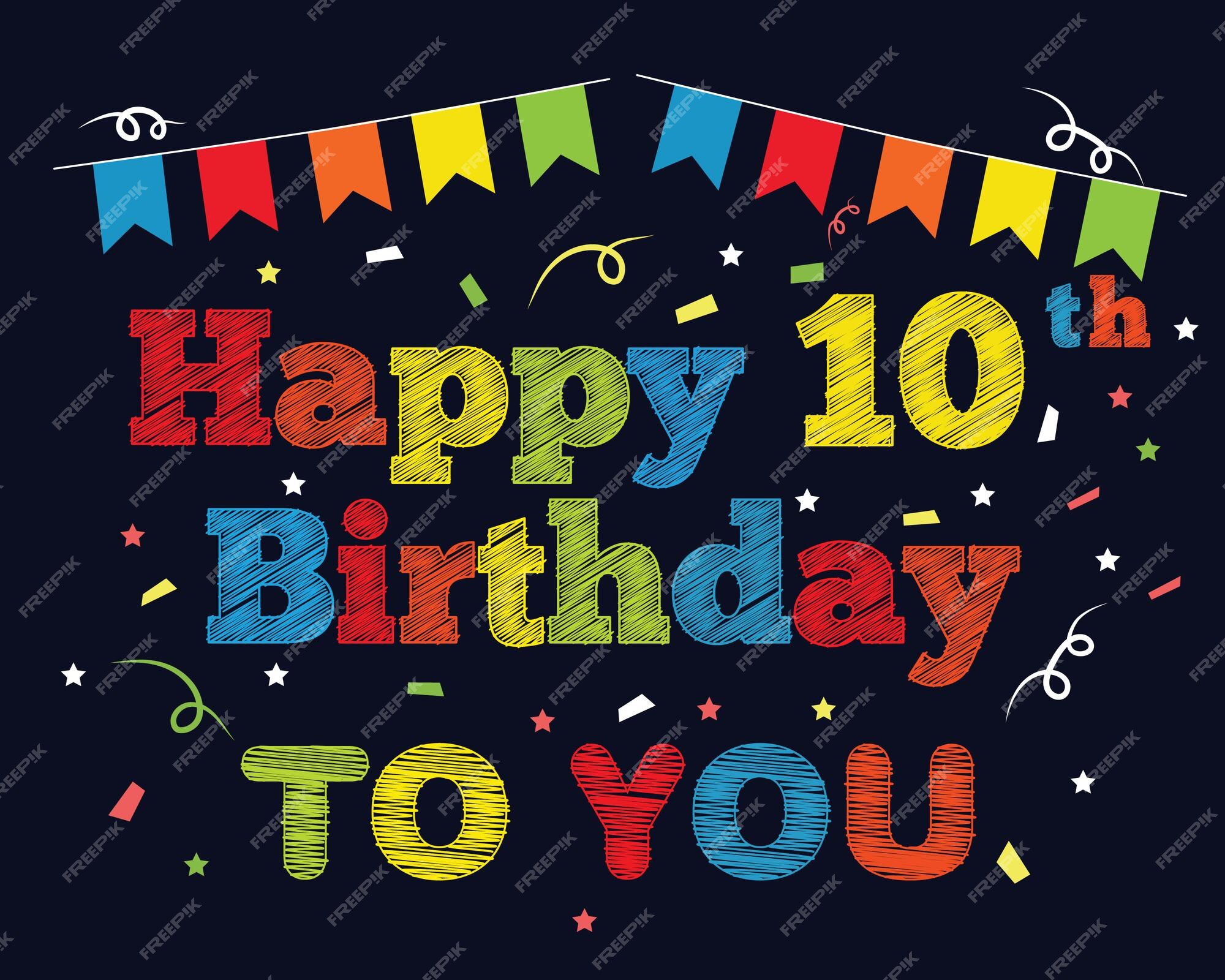 Premium Vector | Happy 10th birthday to you lawn sign birthday banner ...