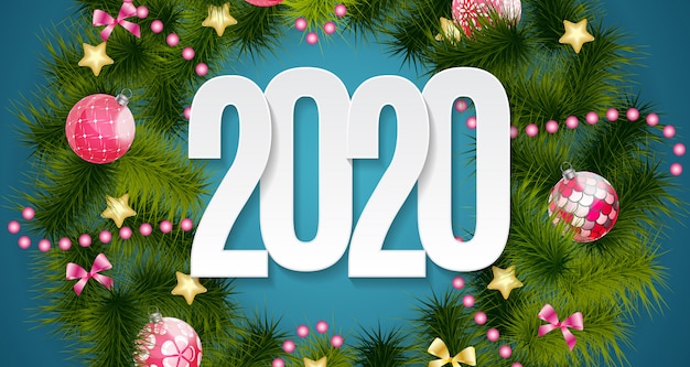 Вектор happy 2020 новый год фон