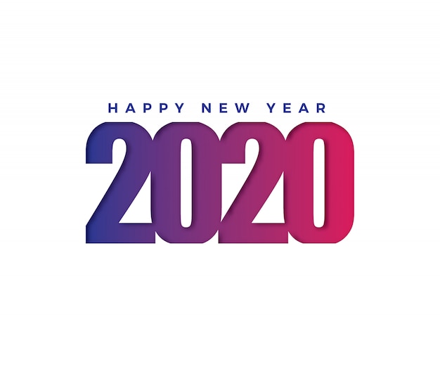 Новогодняя открытка Happy 2020 в бумажном стиле
