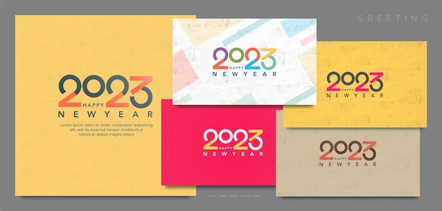 Поздравление с новым годом 2023 установите дизайн поздравительной открытки с новым годом 2023