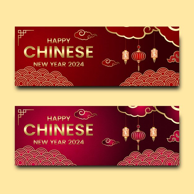 Happy 2024 chinese new year celebration twitch social media cover template