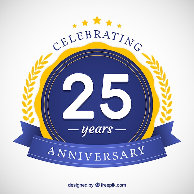 Vector happy 25th anniversary background in flat style