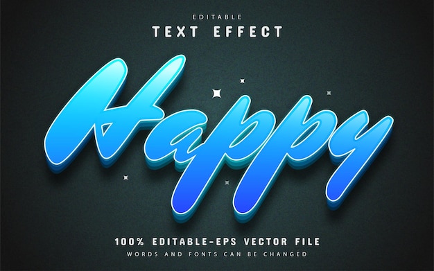 Happy 3d blue style text effect