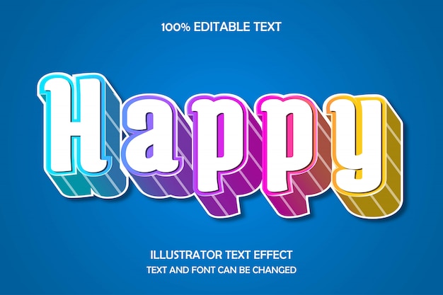 Happy,3d editable text effect modern  style