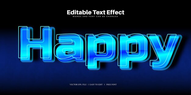 Счастливый 3D-текстовый эффект 100 редактируемых файлов EPS Слово и шрифт могут быть изменены.
