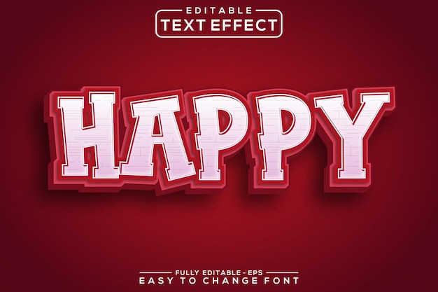 Vector happy 3d text effect editable