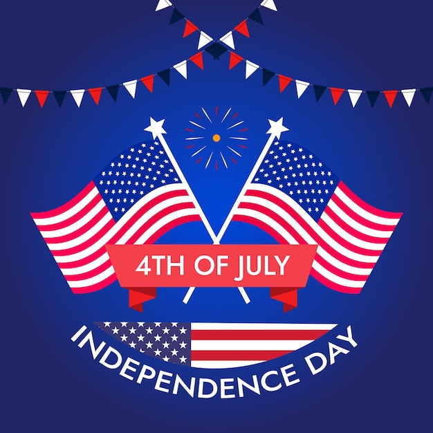 Vector happy 4 juli banner independence day illustratie met amerikaanse vlaggen