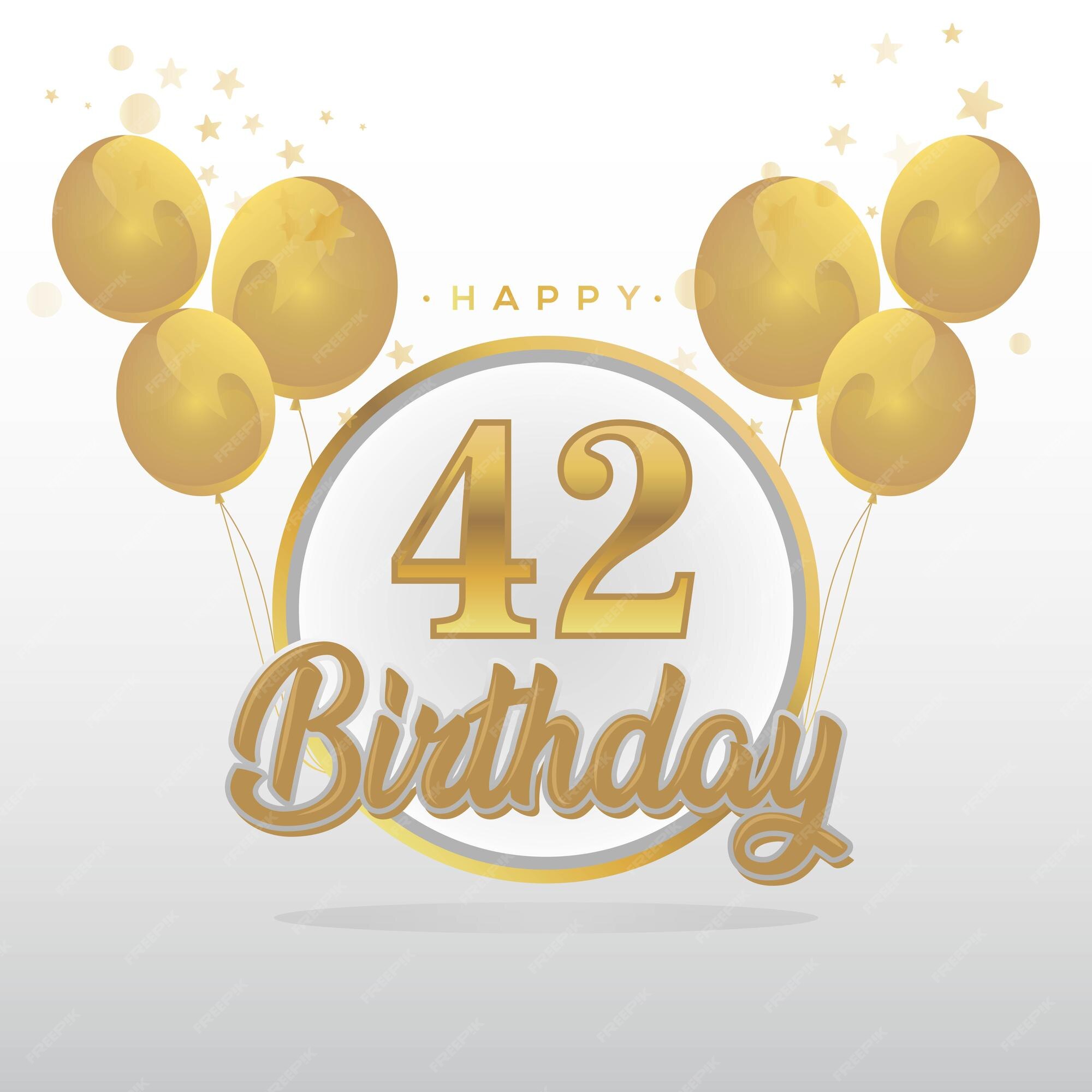 Premium Vector | Happy 42nd birthday balloons greeting card background. balloons greeting card background vector.