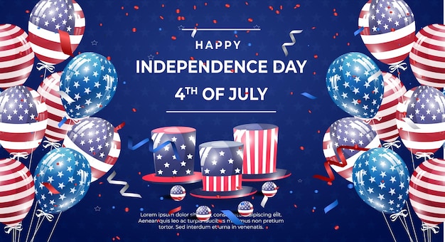 Vettore felice 4 luglio sfondo del giorno dell'indipendenza dell'america