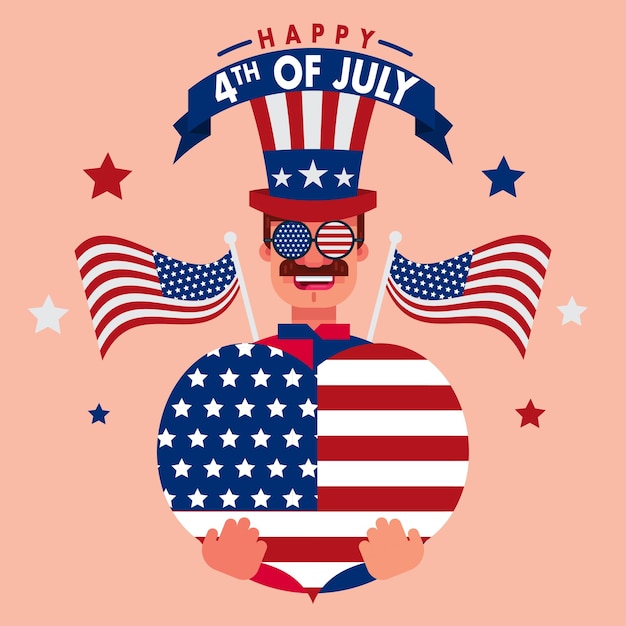 Счастливый 4 июля американский праздник плакат векторный дизайн баннер фон