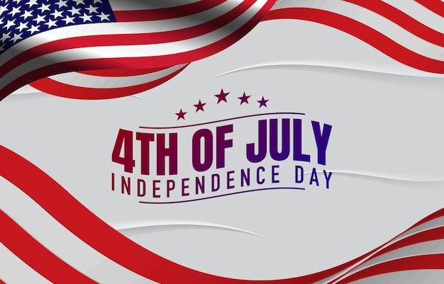 Happy 4th of july american independence day landscape banner for social media post with abstract gradient red and white background design