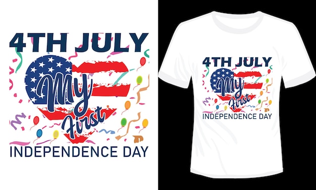 С 4 июля Днем независимости Америки Типография Дизайн футболки Векторная иллюстрация