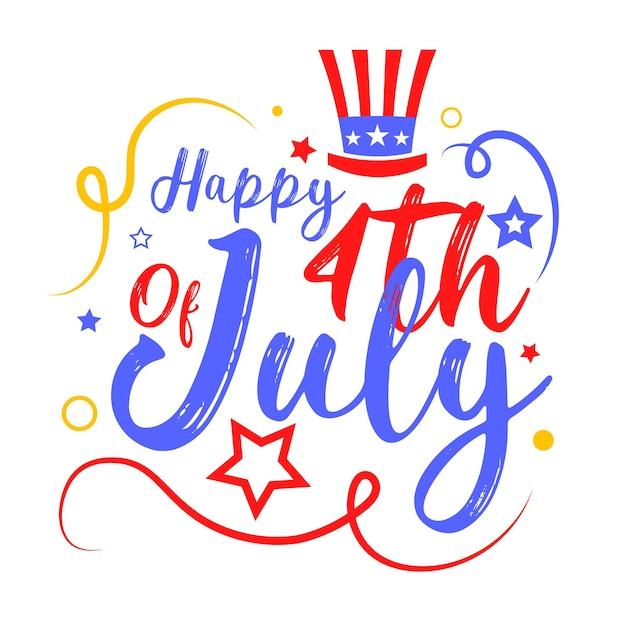 Happy 4th of july independence day typography lettering text font calligraphy symbol logo poster design