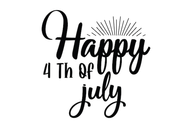 Happy 4th of july lettering on a white background.