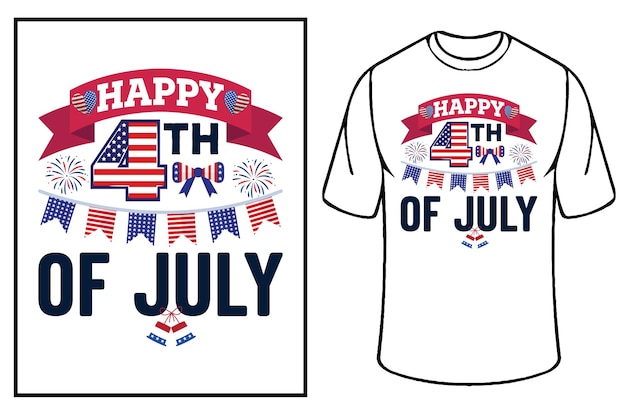 Happy 4th of July T-shirt for the USA. The American flag, independence, gift shirt.