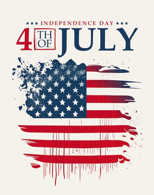 Vettore felice 4 luglio biglietto di auguri usa independence day con bandiera nazionale americana grunge