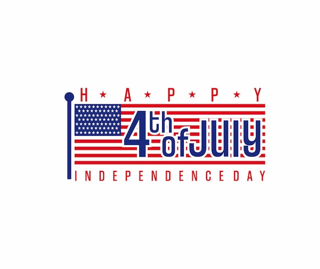 Вектор С 4 июля тенденция каллиграфии отличная подарочная карта ко дню независимости американский флаг векторная иллюстрация на белом фоне