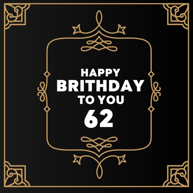 인사말 카드, 생일 카드, 초대 카드를 위한 해피 62번째 생일 현대적인 고급 디자인.