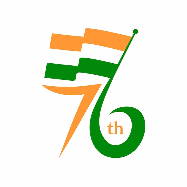 Happy 76th Seventy six India independence day greeting with indian flag logo