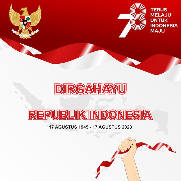 Happy 78th independence day Indonesia social media post template red white background vector