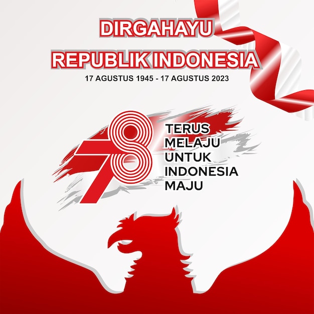 Happy 78th independence day indonesia social media template vector background