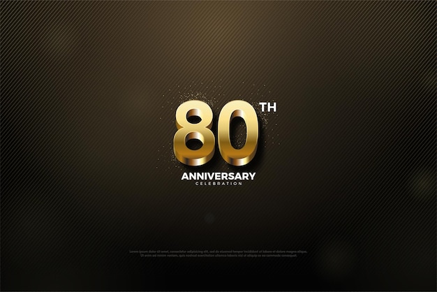 happy 80th anniversary with striped texture background