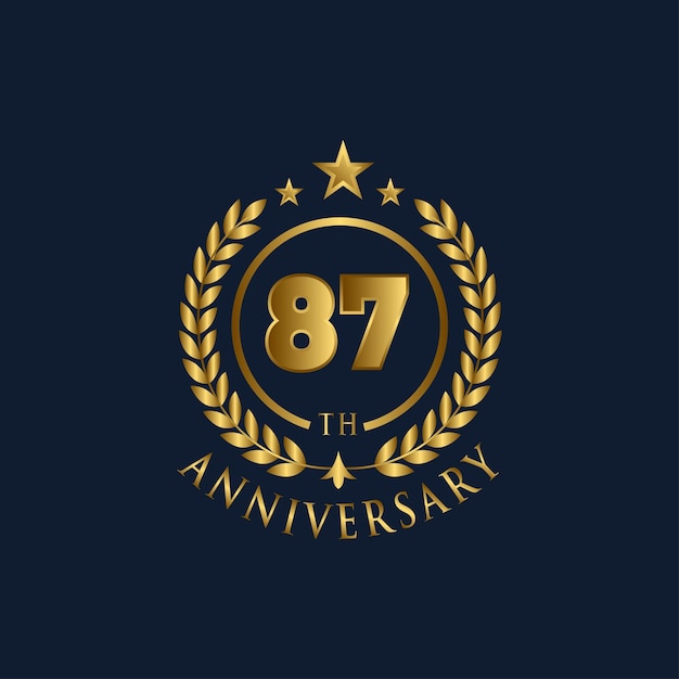 Happy 87 year anniversary celebration. Greeting vector luxury illustration with gold lettering.
