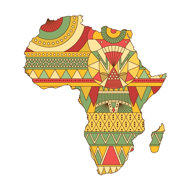 幸せなアフリカの日アフリカの全国的なパターンを持つ地図