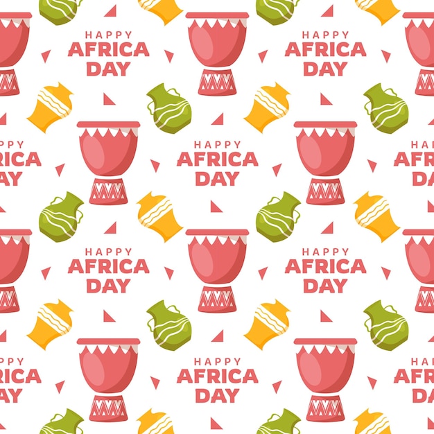 Happy Africa Day Seamless Pattern Design with Culture African Tribal Figures Decoration Illustration