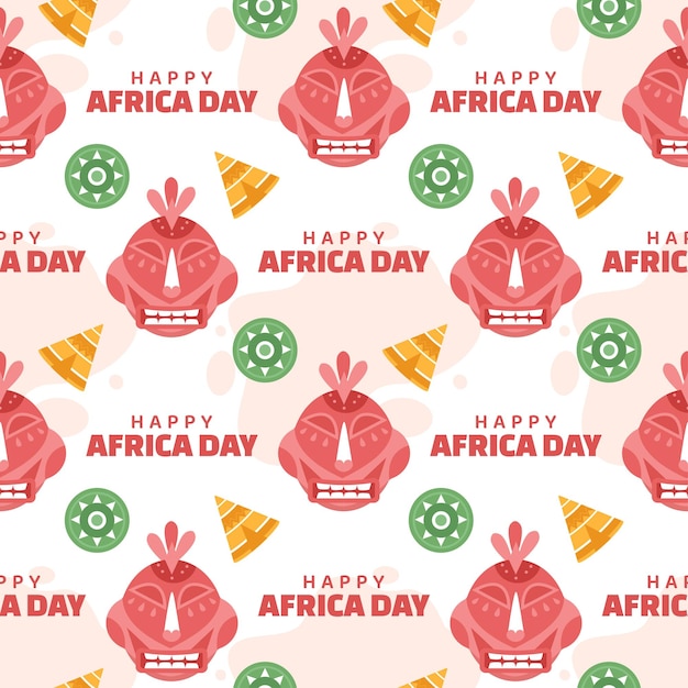 Happy Africa Day Seamless Pattern Design with Culture African Tribal Figures Decoration Illustration