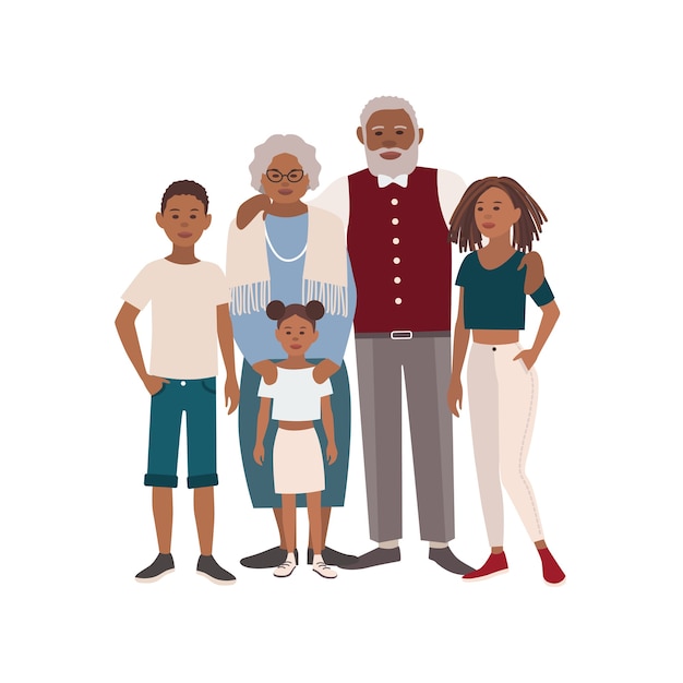 Vector happy african american family portrait