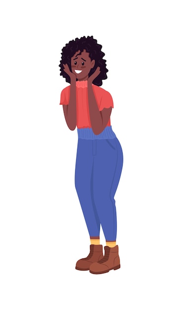 Vector happy african woman flat color detailed cartoon illustration