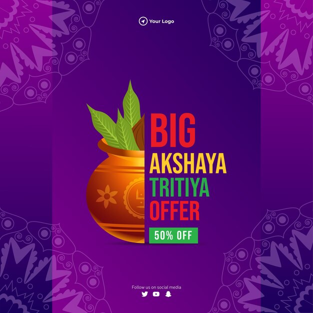 Felice akshaya tritiya grande offerta design banner festival indù